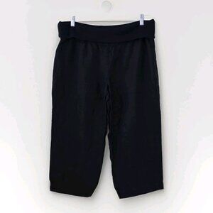 Lauren Vidal Capri Pants Women XXXL Black Pull On Foldable Elastic Waist Linen